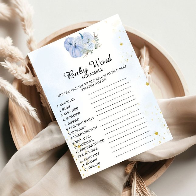 Convites Fall Pumpkin Word Scramble Chá de fraldas Game Car (Criador carregado)