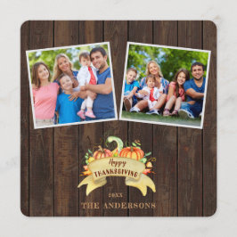 Convites Fall Pumpkins Wooden Foto Feliz Ação de Graças