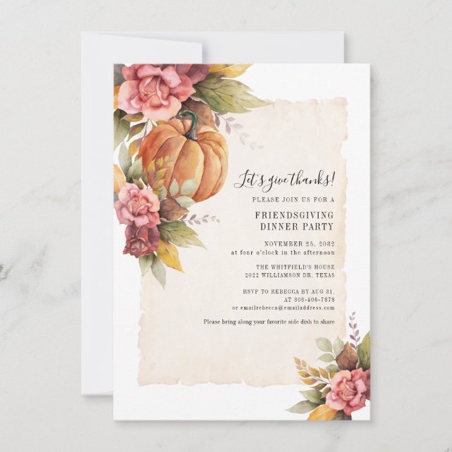 Convites Fall Rust deixa Pumpkin Janto de Amizade (Frente)