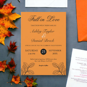 Convites Fall Rustic Deixa Laranja Queimada Casamento de Ou