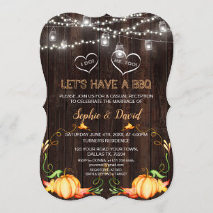 Convites Fall Rustic Pumpkins String Lights Wood I DO CHURR