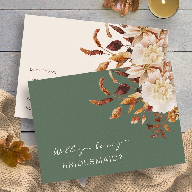 Convites Fall Sage Você Será Minha Proposta De Bridesmaid (Fall Sage Green Will You Be My Bridesmaid Proposal Invitation by Painted Paperie
)