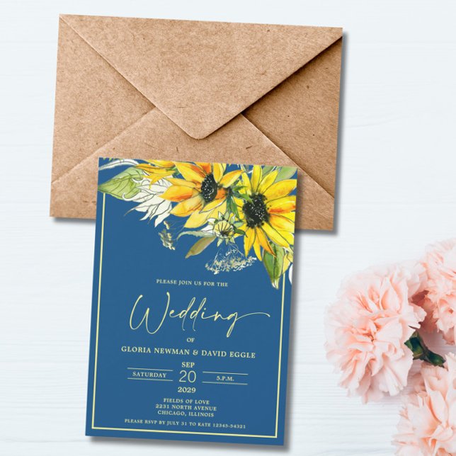 Convites Fall Sunflower Wedding Invitation (Criador carregado)