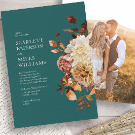 Convites Fall Teal Wedding