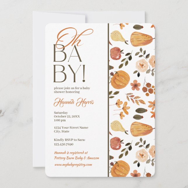 Convites Fall Theme Baby Shower Invitation (Frente)