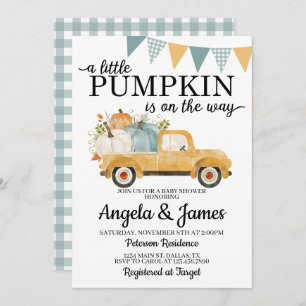 Convites Fall Truck Chá de fraldas Invitation Pumpkin Patch