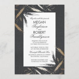 Convites Fall Wheat Gold Foil Efeito Chalkboard Casamento