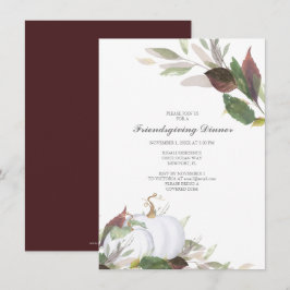 Convites Fall WHITE PUMPKIN Amigos Dando Janto