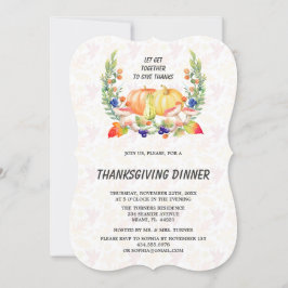 Convites Fall Wreath Pumpkins Janto de Ação de Graças