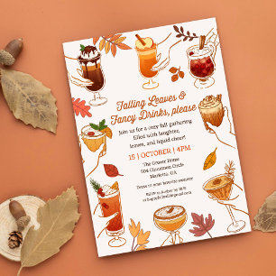 Convites Falling Leaves & Fancy Drinks Por favor, coquetel 