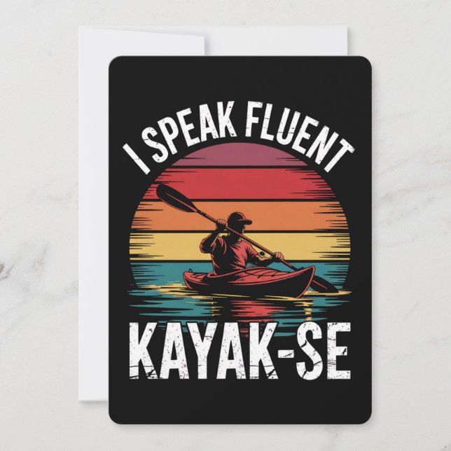 Convites Falo Fluent Kayak-Ese Kayaker Kayaking Vintage (Frente)
