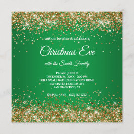 Convites Falso Brilho Dourado Glitter Natal Verde