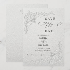 Convites Falso Floral Em relevo para Casamento Salve a Data