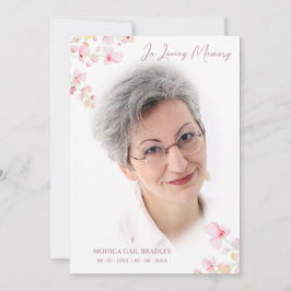 Convites Falso Funeral Rosa Foto Dourada Ramificações Flora