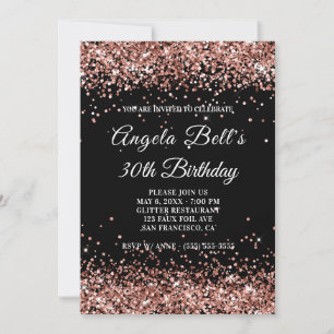 Convites Falso Glitter Rosa Dourado Brilhante Preto Anivers
