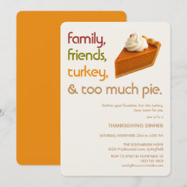 Convites Família, Amigos, Peru, Torta de Ação de Graças Mod