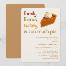 Convites Família, Amigos, Peru, Torta de Ação de Graças Mod