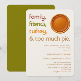 Convites Família, Amigos, Peru, Torta de Ação de Graças Mod