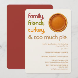 Convites Família, Amigos, Peru, Torta de Ação de Graças Mod