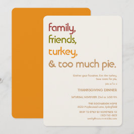 Convites Família, Amigos, Peru, Torta de Ação de Graças Mod