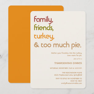 Convites Família, Amigos, Peru, Torta de Ação de Graças Mod