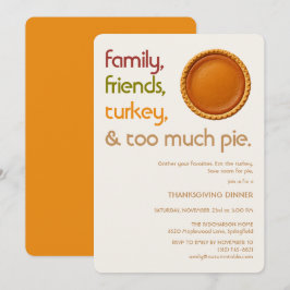 Convites Família, Amigos, Peru, Torta de Ação de Graças Mod