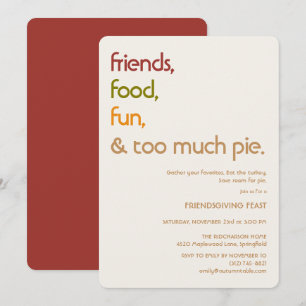 Convites Família, Amigos, Peru, Torta - Friendsgiving moder