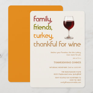 Convites Família, Amigos, Peru, Vinho Dia de Ação de Graças