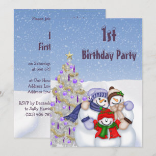 Convites Família Bonita de Snowman e primeiro aniversario d