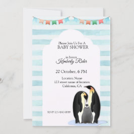Convites Família de Pinguins Fofa