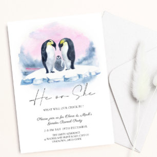 Convites Família de pinguins Revelação de Natal