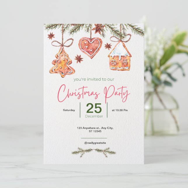 Convites família empresarial Natal Feriado, rosa, (Em pé/Frente)