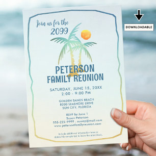 Convites Família Reunião Palm Trees Beach Tropical
