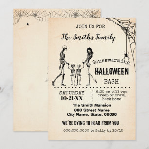 Convites Família Skeleton Festa de Halloween Bash