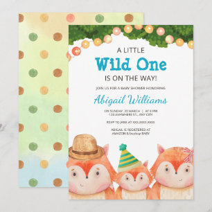 Convites Família Woodland Fox Chá de fraldas Wild One
