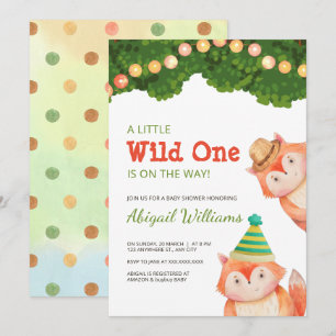 Convites Família Woodland Fox Chá de fraldas Wild One