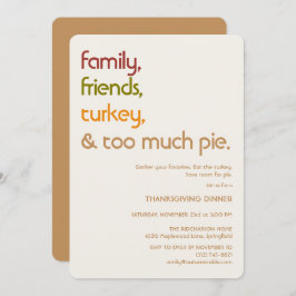 Convites Family, Friends, Turkey, Pie Modern Thanksgiving