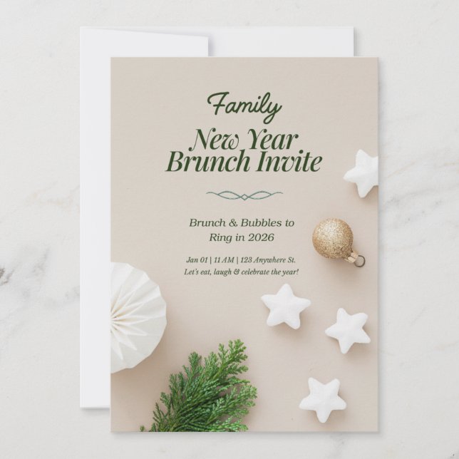 Convites Family New Year Brunch Invitation 2026  (Frente)