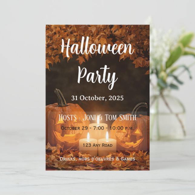 Convites Family Pumpkin Carving Party Invitation  Halloween (Em pé/Frente)