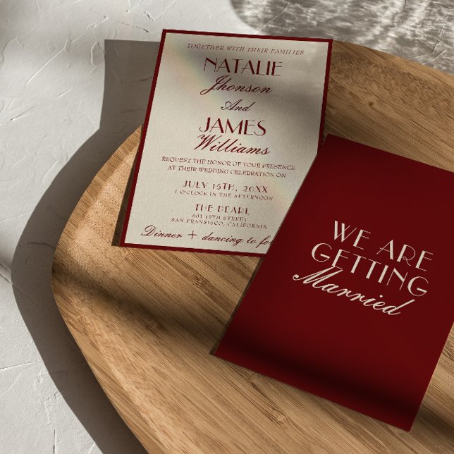 Convites Fancy Burgundy Cream Classy Old Money Wedding (Criador carregado)