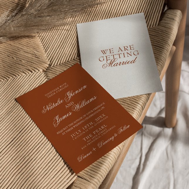 Convites Fancy Burnt Orange Boho Chic Terracotta Wedding (Criador carregado)