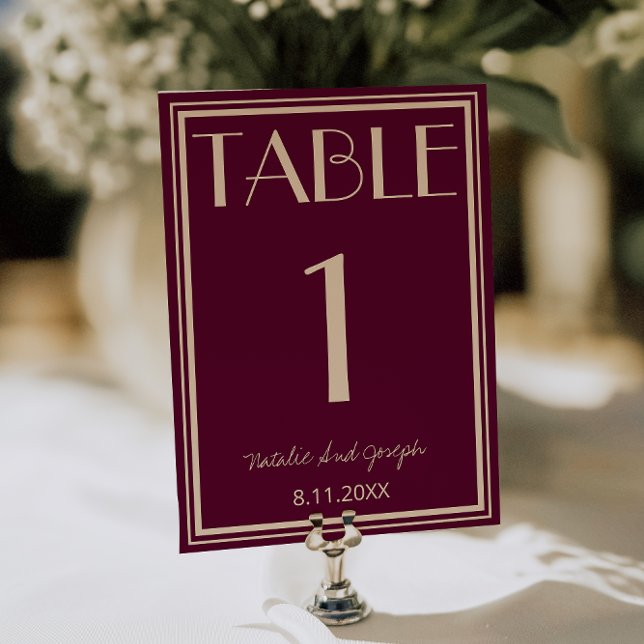 Convites  Fancy Fig Beige Old Money Wedding Table Number (Criador carregado)