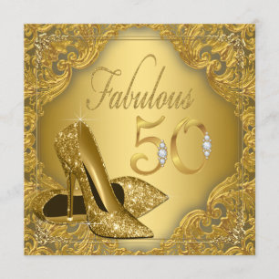 Convites Fancy Gold Salto Alto Fabuloso 50º Aniversário