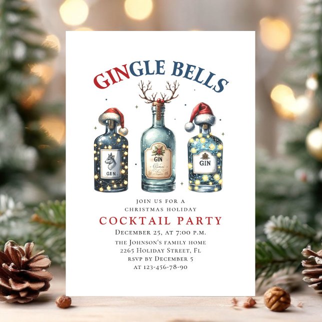 Convites Fanny Hand Desenhou Festa de Natal Falido Cocktail (Criador carregado)