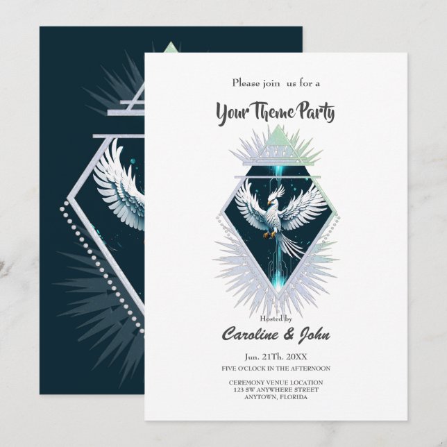 Convites Fantasia branca maravilhosa. (Frente/Verso)