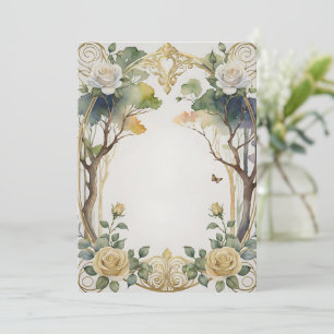 Convites fantasia casamento botânico com quadro floral