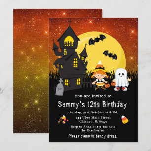 Convites Fantasia de Halloween Aniversário Bruxa Fantasma L