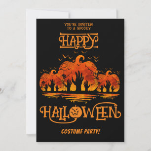 Convites Fantasia de Halloween Feliz Abóbora Preto Mãos