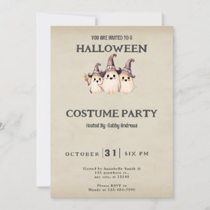 Convites Fantasia de Halloween Vintage Três Fantasmas com C