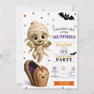 Convites Fantasia de Mumiezinha - Aniversário de Halloween